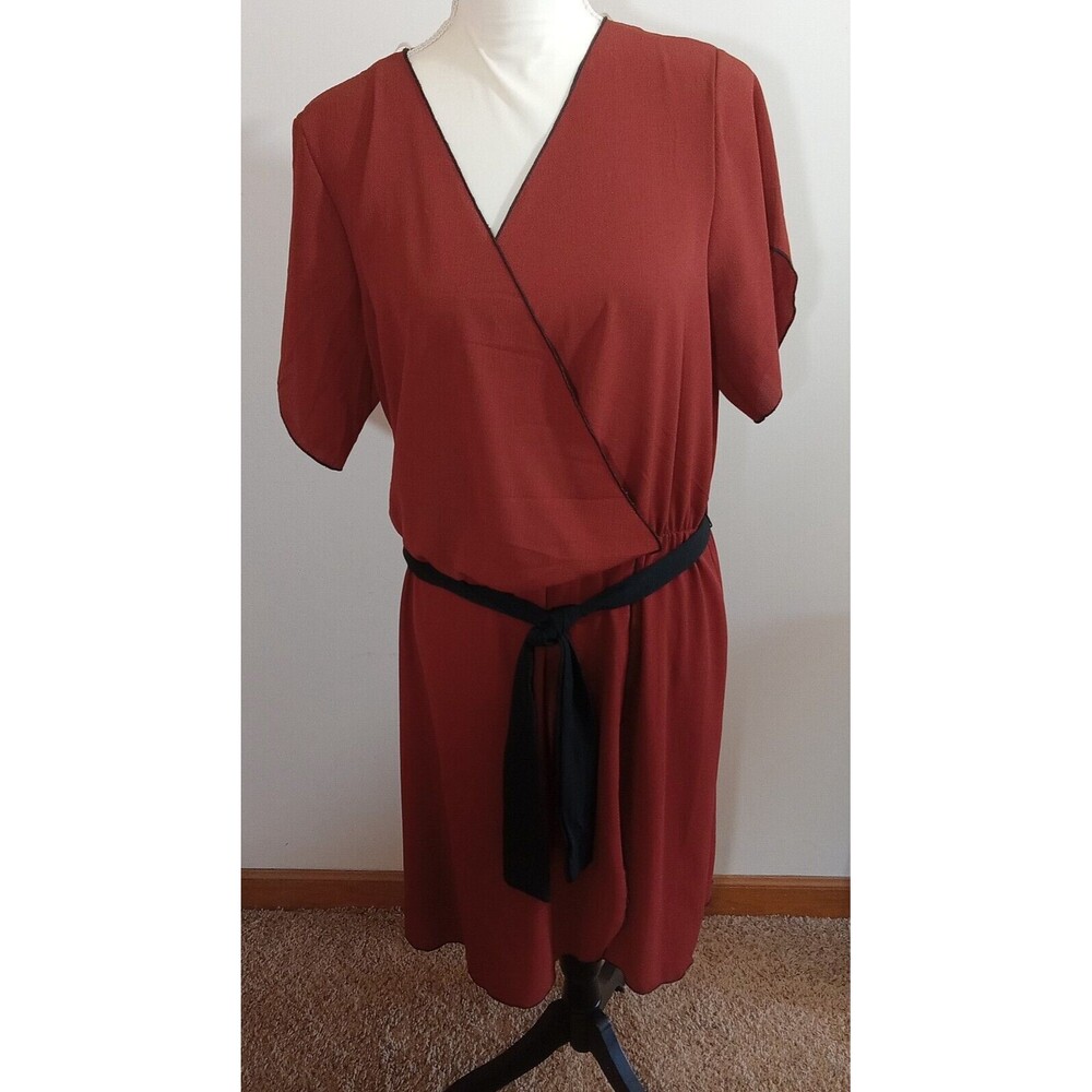 Ashley Stewart Dress NWT Size 14/16 Rusty Brown Split Knee Length